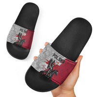 Poland Winged Hussar Warrior Slide Sandals Polska Flag Armor Spirit