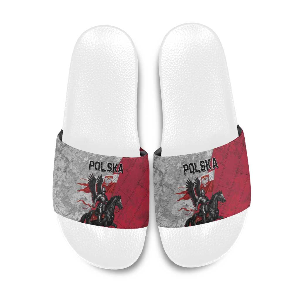 Poland Winged Hussar Warrior Slide Sandals Polska Flag Armor Spirit