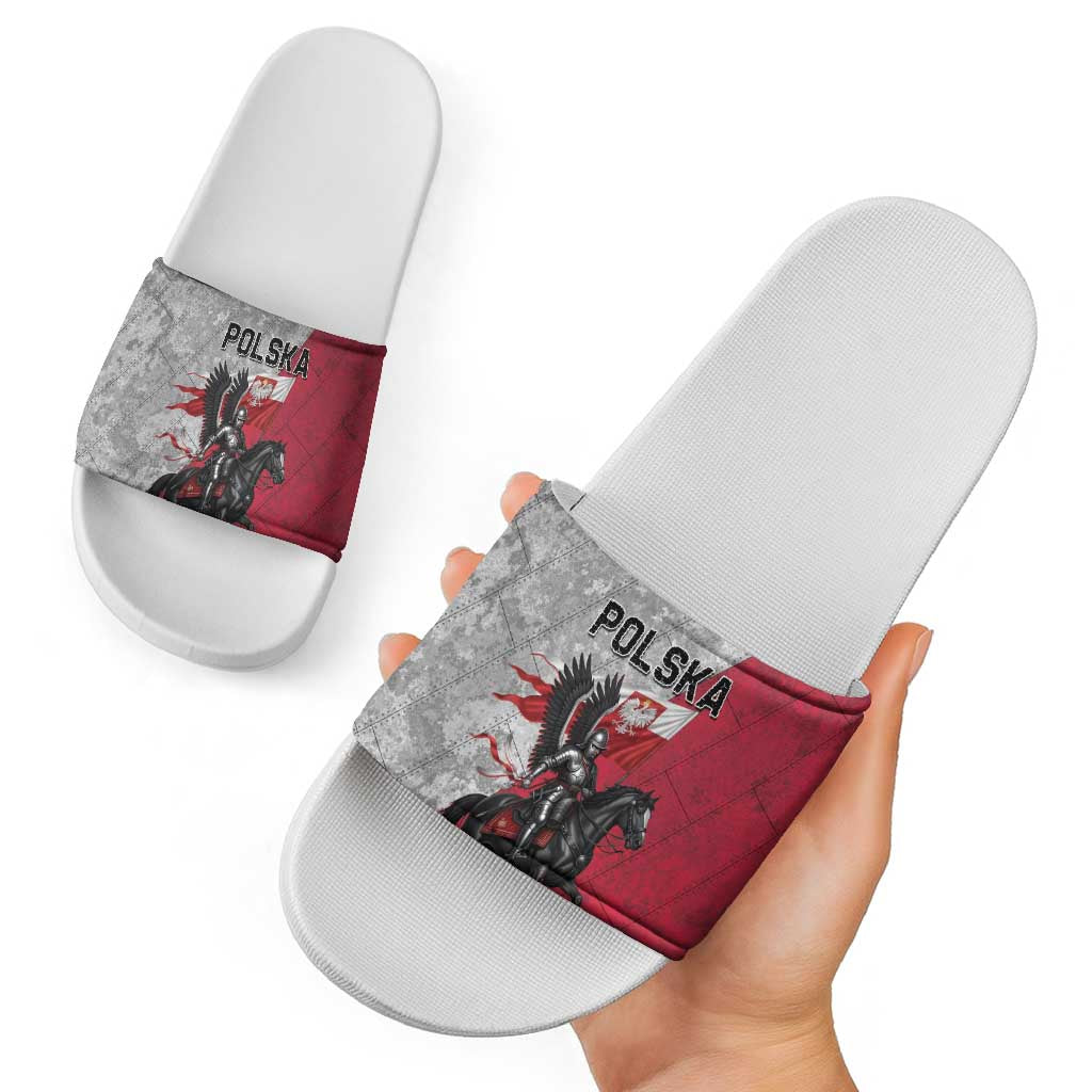 Poland Winged Hussar Warrior Slide Sandals Polska Flag Armor Spirit