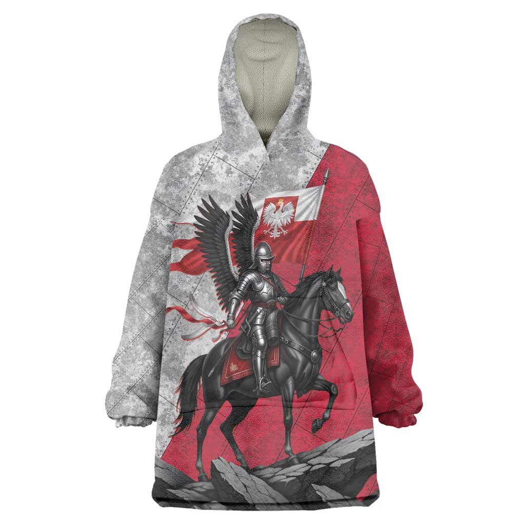 Poland Winged Hussar Warrior Wearable Blanket Hoodie Polska Flag Armor Spirit