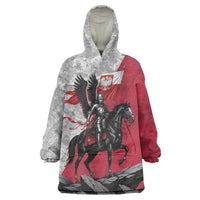 Poland Winged Hussar Warrior Wearable Blanket Hoodie Polska Flag Armor Spirit