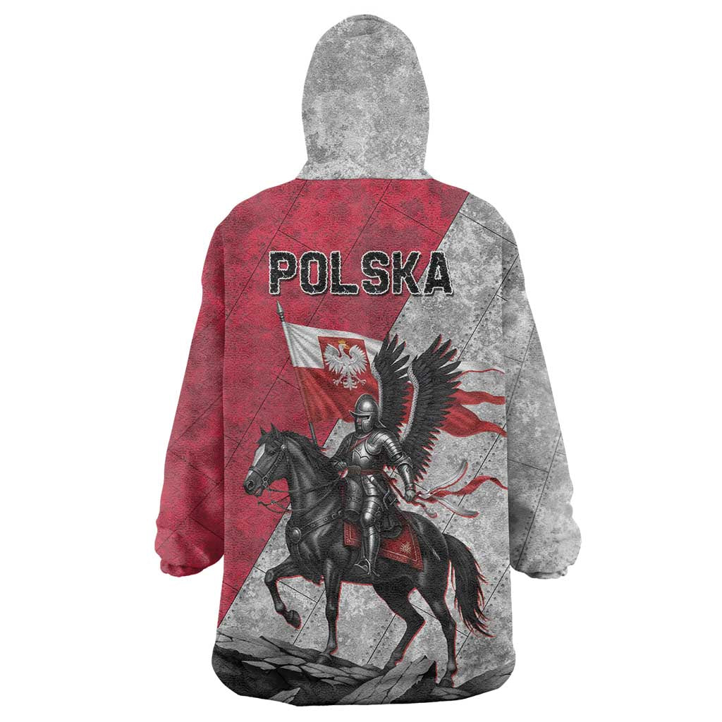 Poland Winged Hussar Warrior Wearable Blanket Hoodie Polska Flag Armor Spirit