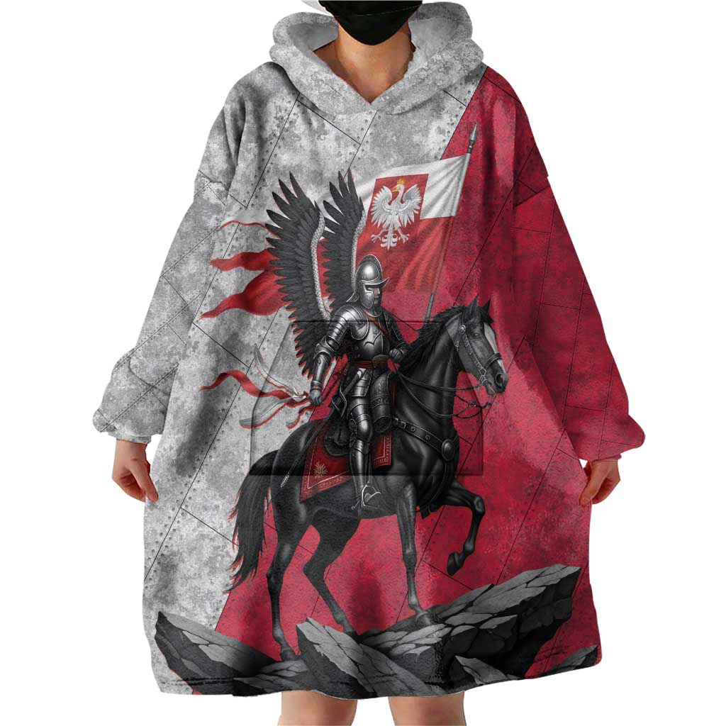 Poland Winged Hussar Warrior Wearable Blanket Hoodie Polska Flag Armor Spirit