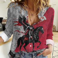 Poland Winged Hussar Warrior Women Casual Shirt Polska Flag Armor Spirit