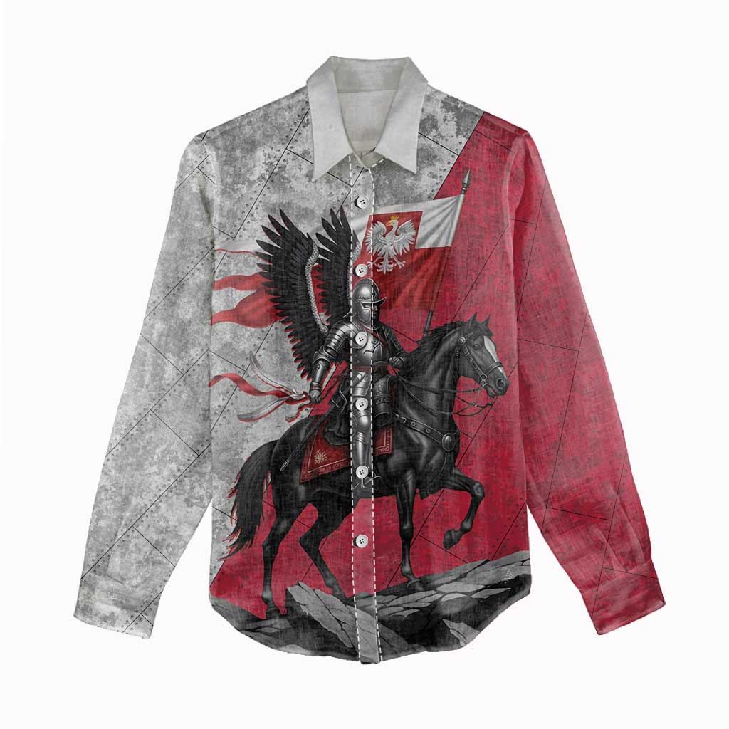 Poland Winged Hussar Warrior Women Casual Shirt Polska Flag Armor Spirit