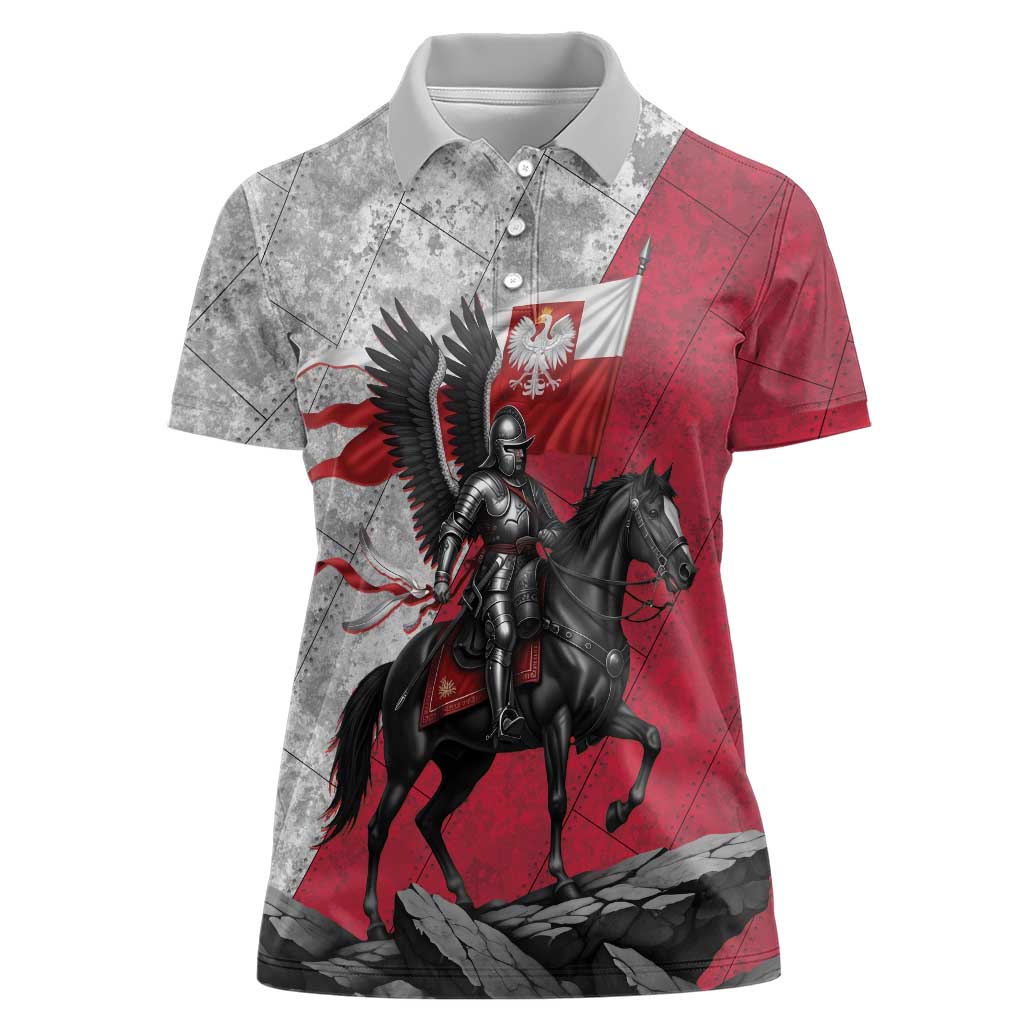 Poland Winged Hussar Warrior Women Polo Shirt Polska Flag Armor Spirit