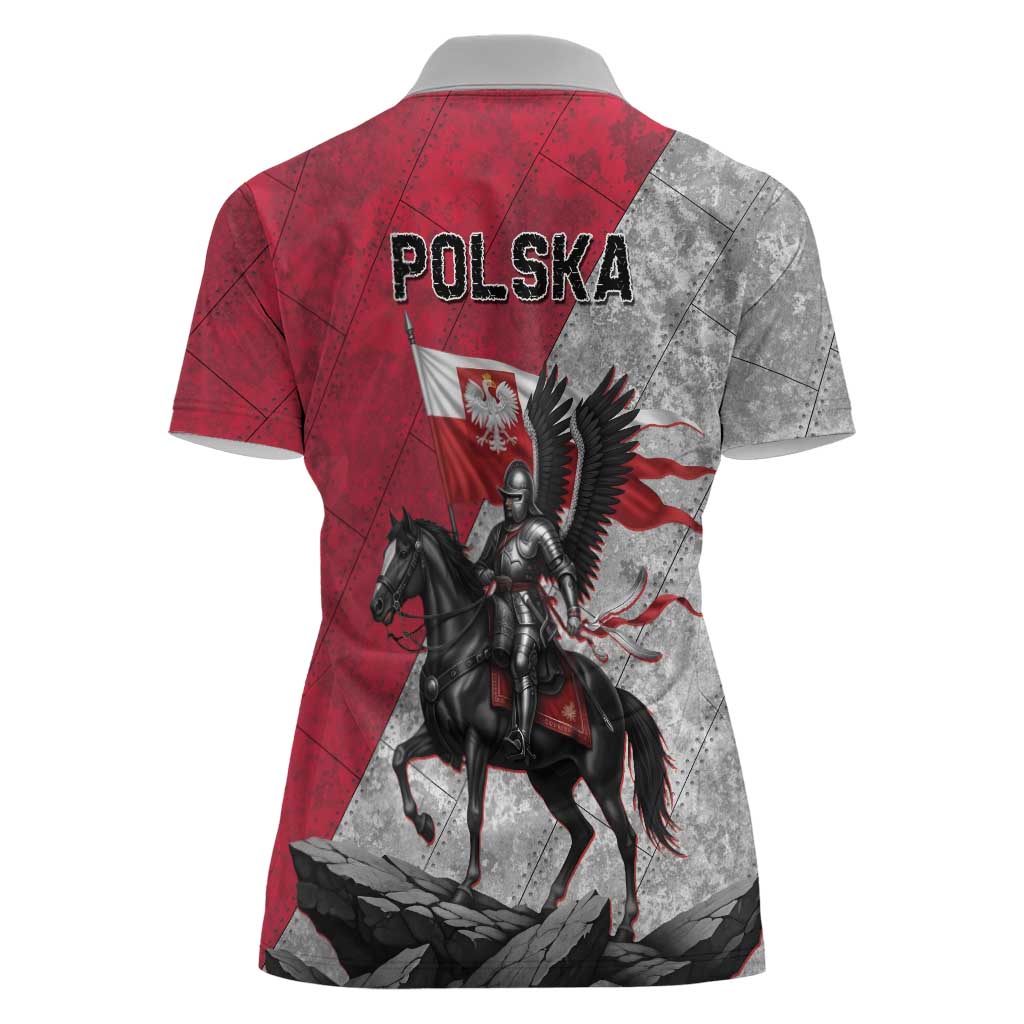 Poland Winged Hussar Warrior Women Polo Shirt Polska Flag Armor Spirit