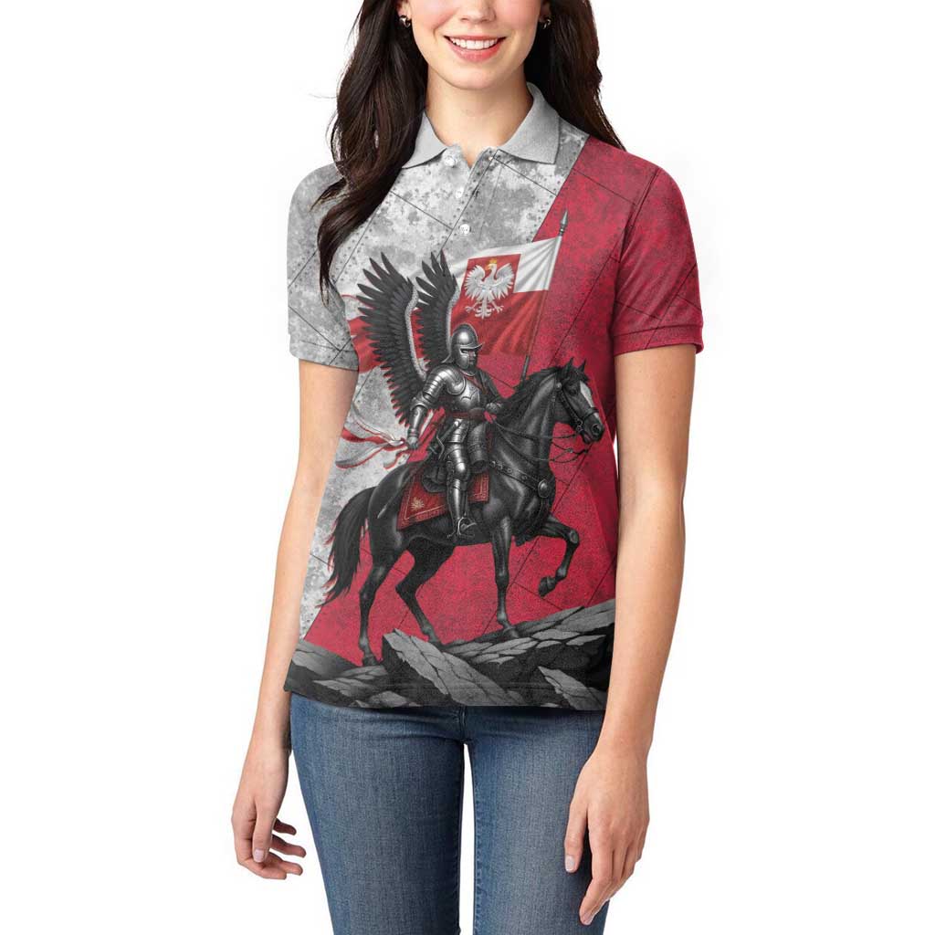 Poland Winged Hussar Warrior Women Polo Shirt Polska Flag Armor Spirit