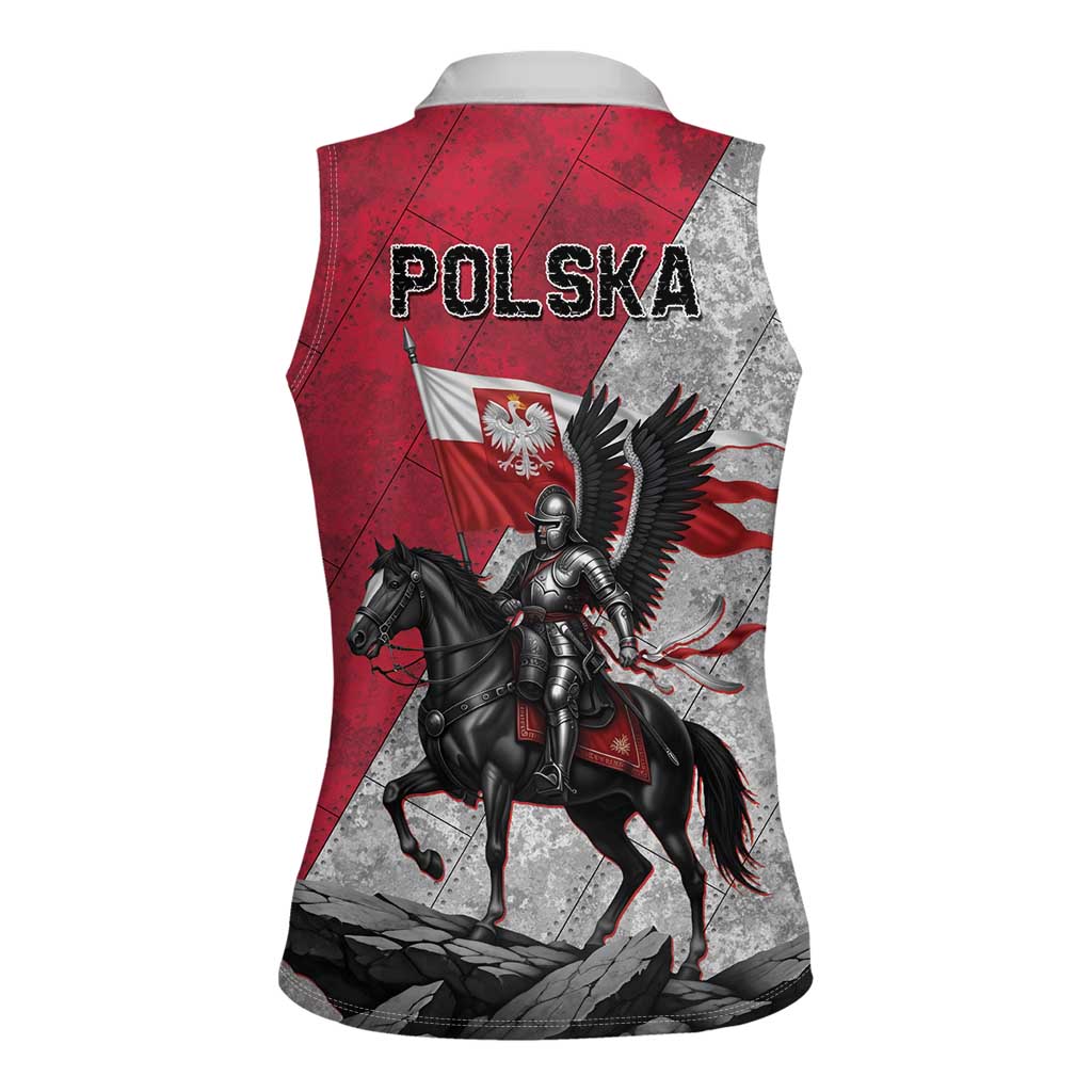 Poland Winged Hussar Warrior Women Sleeveless Polo Shirt Polska Flag Armor Spirit