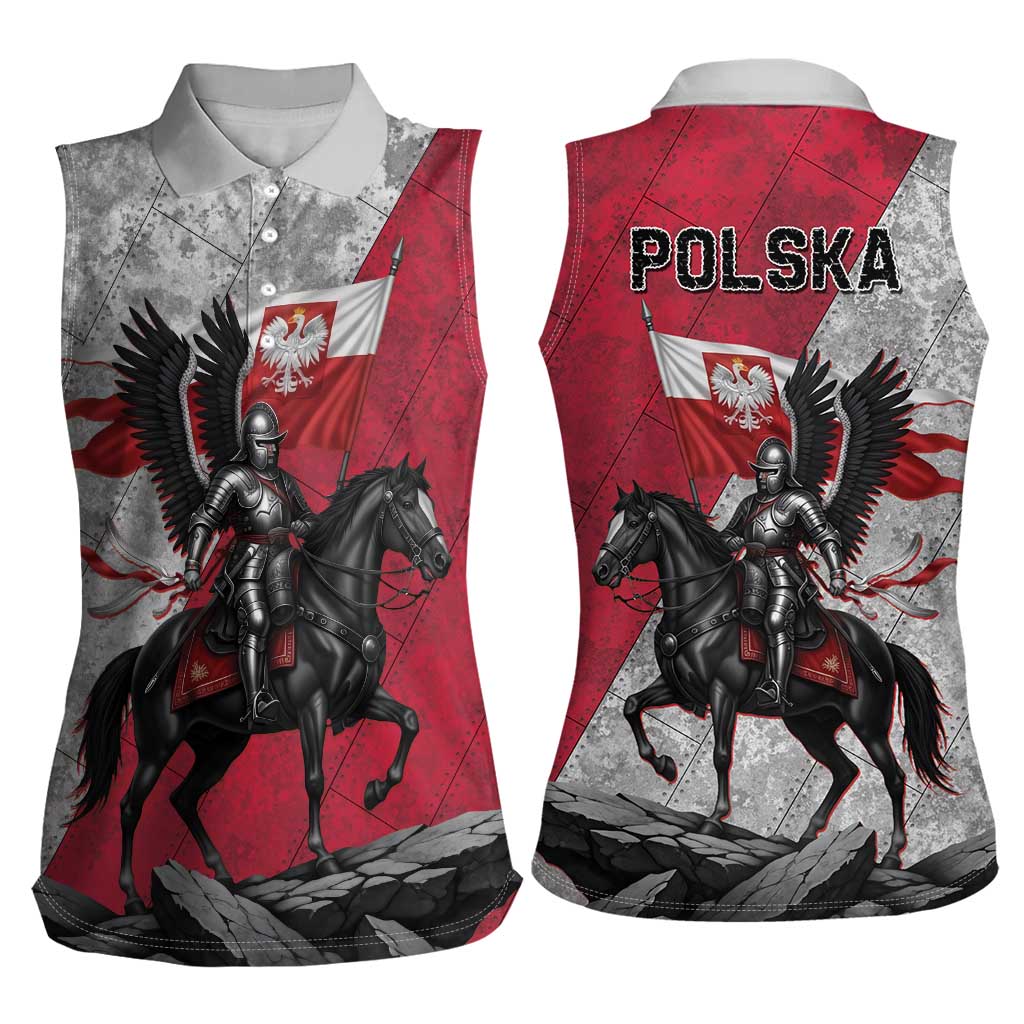 Poland Winged Hussar Warrior Women Sleeveless Polo Shirt Polska Flag Armor Spirit