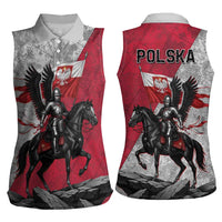 Poland Winged Hussar Warrior Women Sleeveless Polo Shirt Polska Flag Armor Spirit
