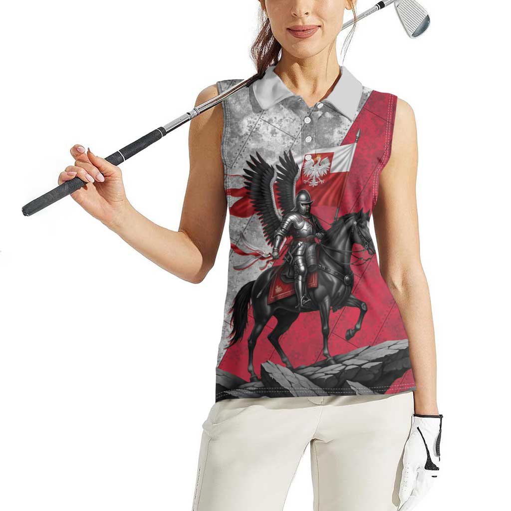 Poland Winged Hussar Warrior Women Sleeveless Polo Shirt Polska Flag Armor Spirit