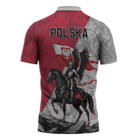 Poland Winged Hussar Warrior Zipper Polo Shirt Polska Flag Armor Spirit