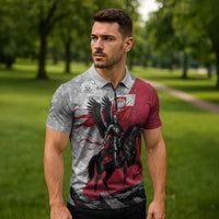 Poland Winged Hussar Warrior Zipper Polo Shirt Polska Flag Armor Spirit