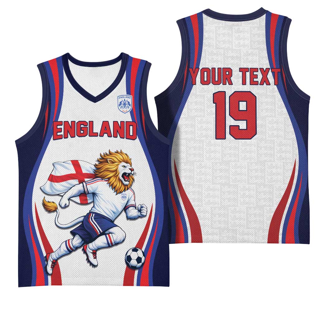 Custom World Football 2026 England Basketball Jersey Lion Mascot St George Cross Design