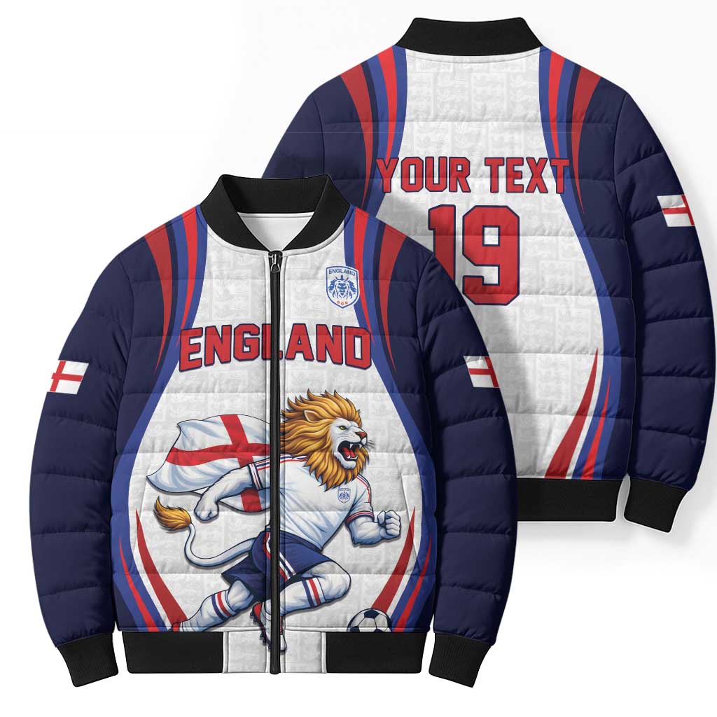 Custom World Football 2026 England Bomber Puffer Jacket Lion Mascot St George Cross Design
