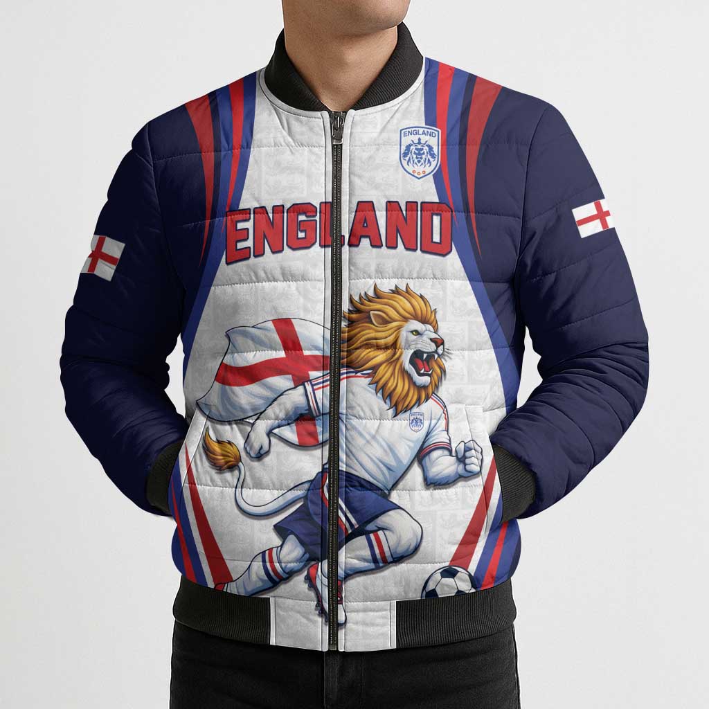 Custom World Football 2026 England Bomber Puffer Jacket Lion Mascot St George Cross Design