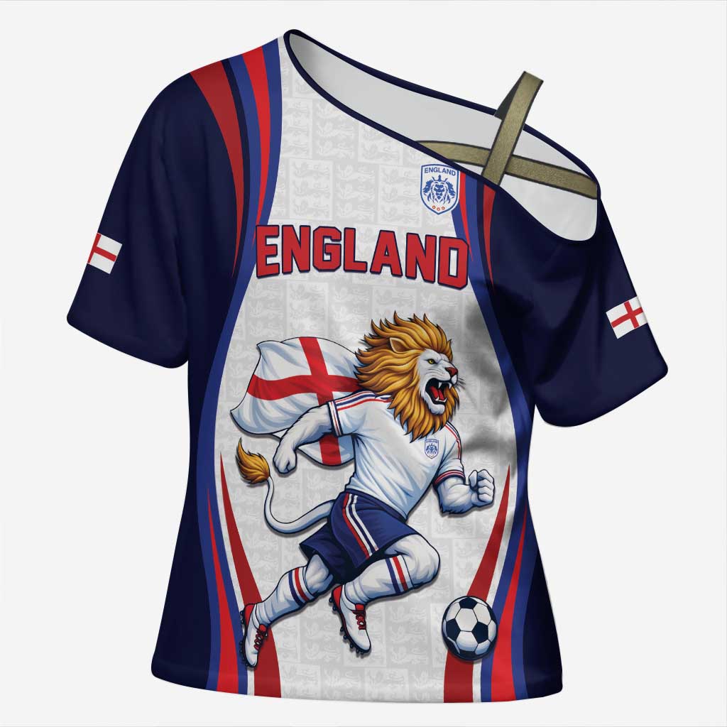 Custom World Football 2026 England Cross Shoulder Shirt Lion Mascot St George Cross Design