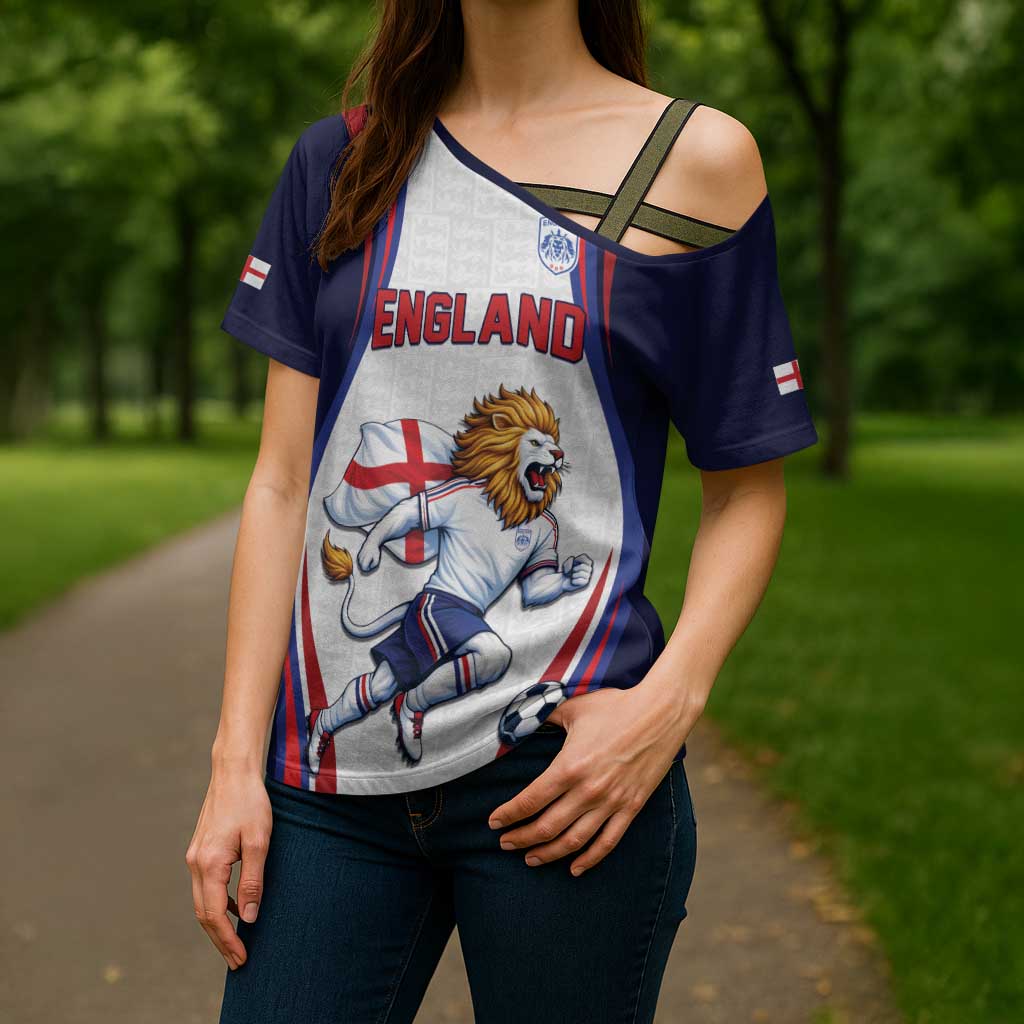 Custom World Football 2026 England Cross Shoulder Shirt Lion Mascot St George Cross Design