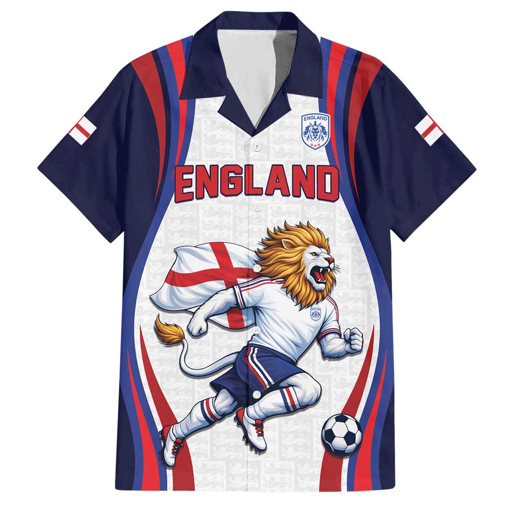 Custom World Football 2026 England Hawaiian Shirt Lion Mascot St George Cross Design
