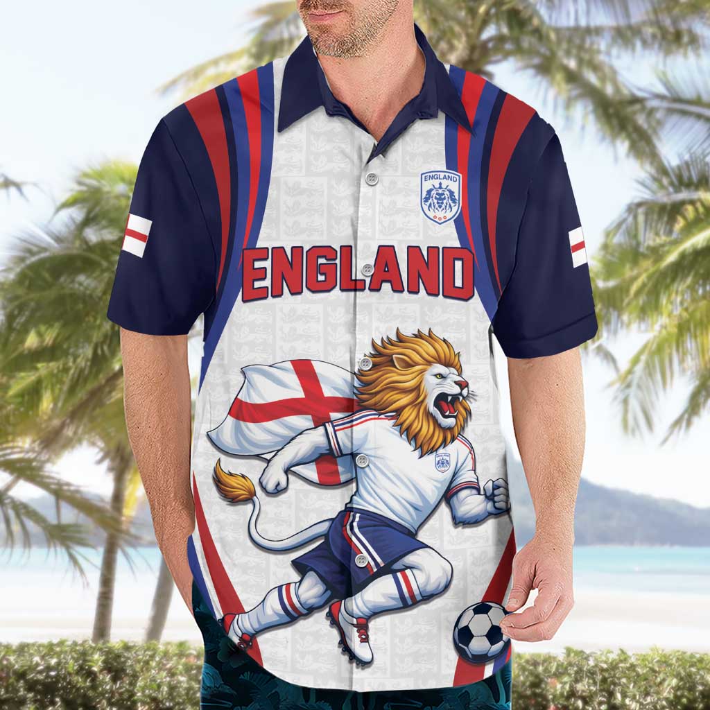 Custom World Football 2026 England Hawaiian Shirt Lion Mascot St George Cross Design