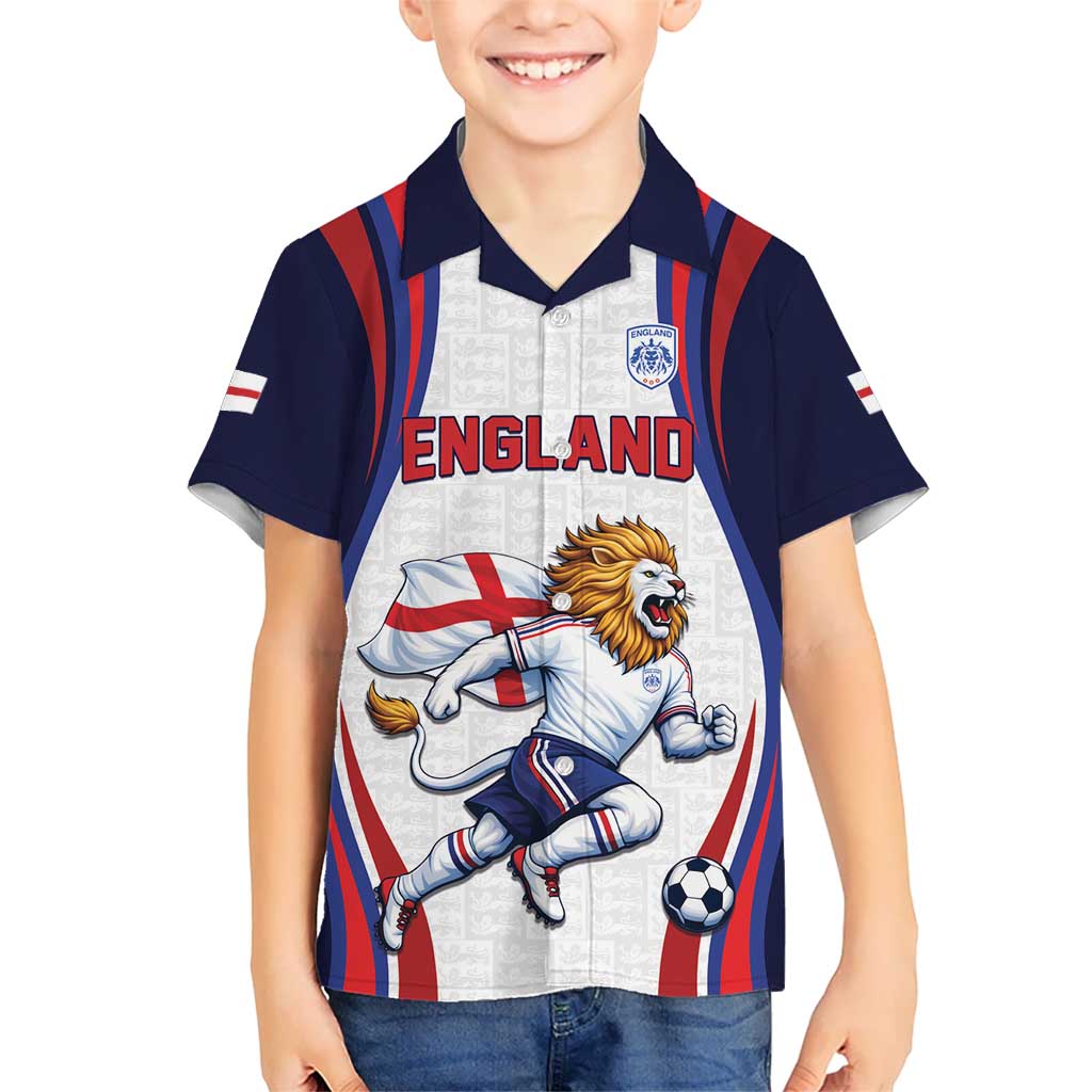 Custom World Football 2026 England Hawaiian Shirt Lion Mascot St George Cross Design