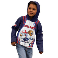 Custom World Football 2026 England Kid Hoodie Lion Mascot St George Cross Design