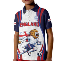 Custom World Football 2026 England Kid Polo Shirt Lion Mascot St George Cross Design