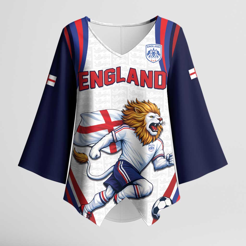 Custom World Football 2026 England Kimono Sleeve Blouse Lion Mascot St George Cross Design