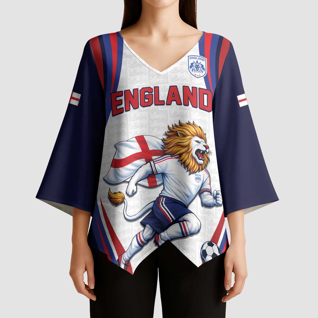 Custom World Football 2026 England Kimono Sleeve Blouse Lion Mascot St George Cross Design