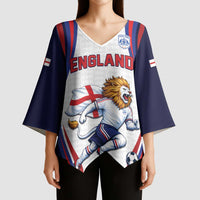Custom World Football 2026 England Kimono Sleeve Blouse Lion Mascot St George Cross Design