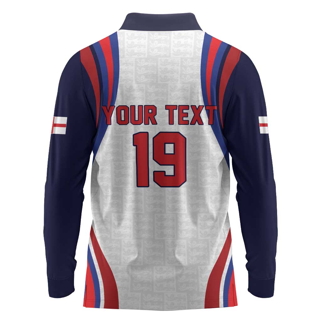Custom World Football 2026 England Long Sleeve Polo Shirt Lion Mascot St George Cross Design