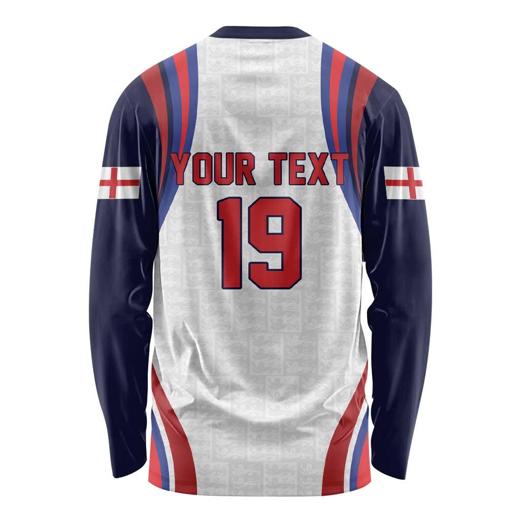 Custom World Football 2026 England Long Sleeve Shirt Lion Mascot St George Cross Design