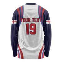 Custom World Football 2026 England Long Sleeve Shirt Lion Mascot St George Cross Design