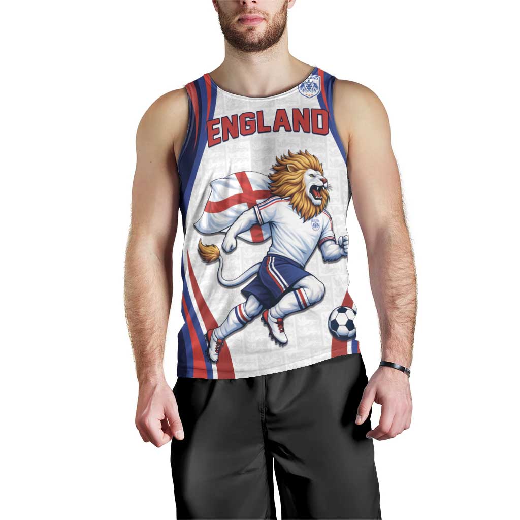 Custom World Football 2026 England Men Tank Top Lion Mascot St George Cross Design