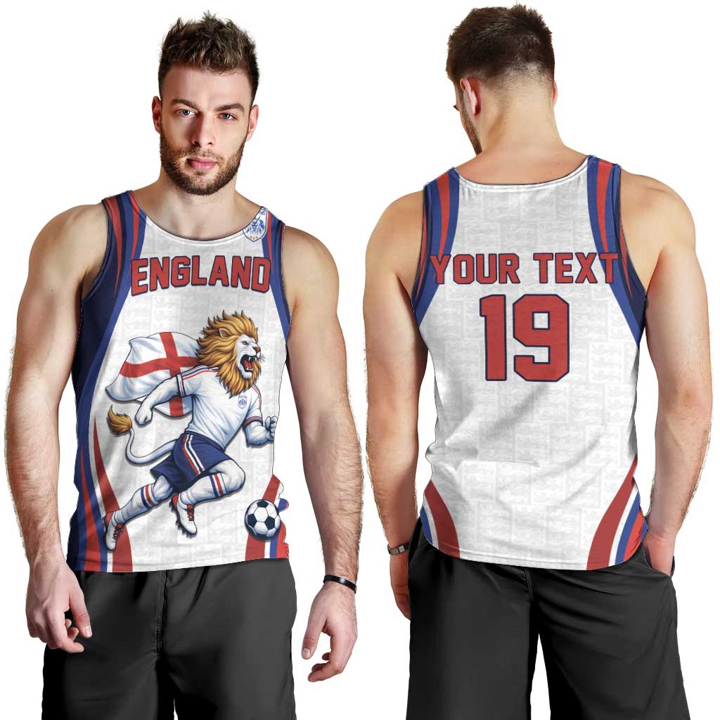 Custom World Football 2026 England Men Tank Top Lion Mascot St George Cross Design