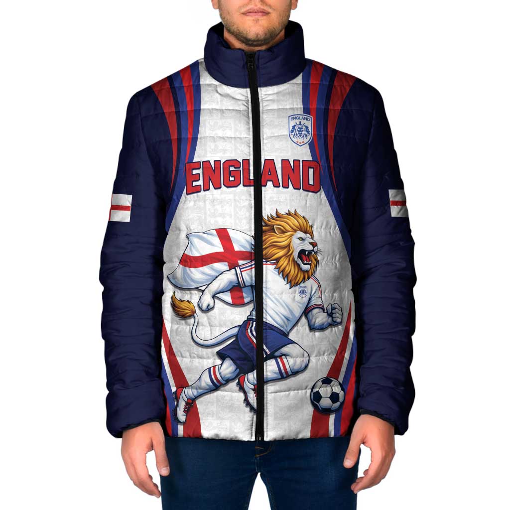 Custom World Football 2026 England Padded Jacket Lion Mascot St George Cross Design