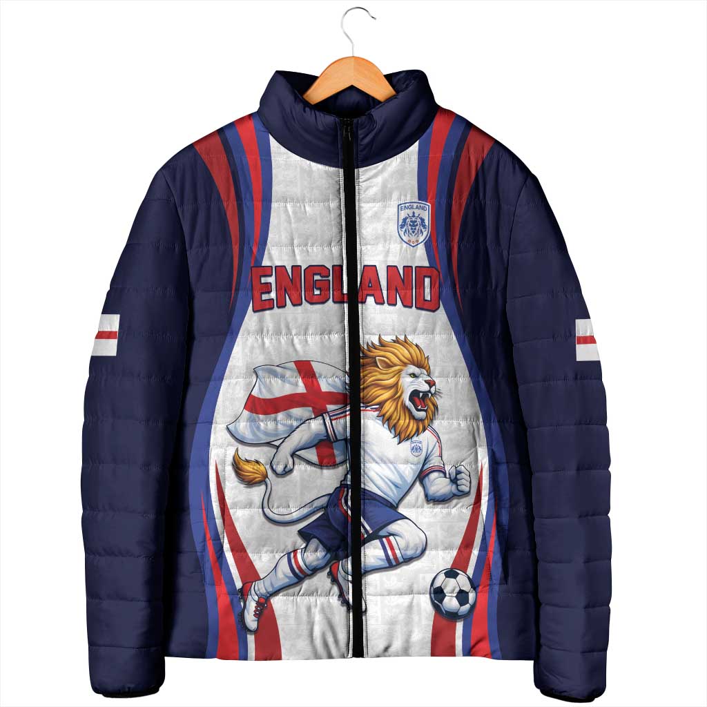 Custom World Football 2026 England Padded Jacket Lion Mascot St George Cross Design