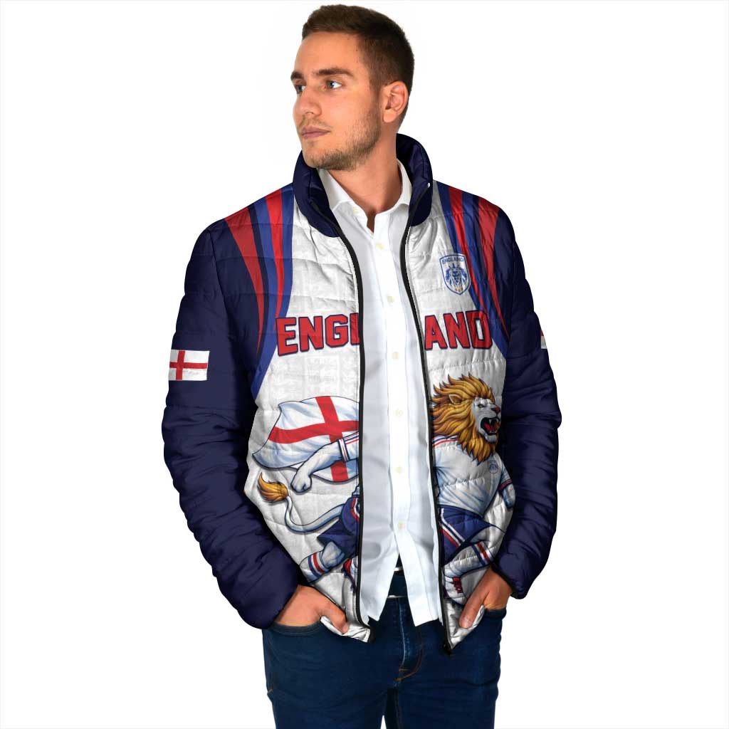 Custom World Football 2026 England Padded Jacket Lion Mascot St George Cross Design