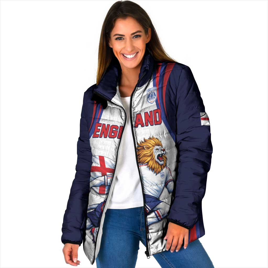 Custom World Football 2026 England Padded Jacket Lion Mascot St George Cross Design