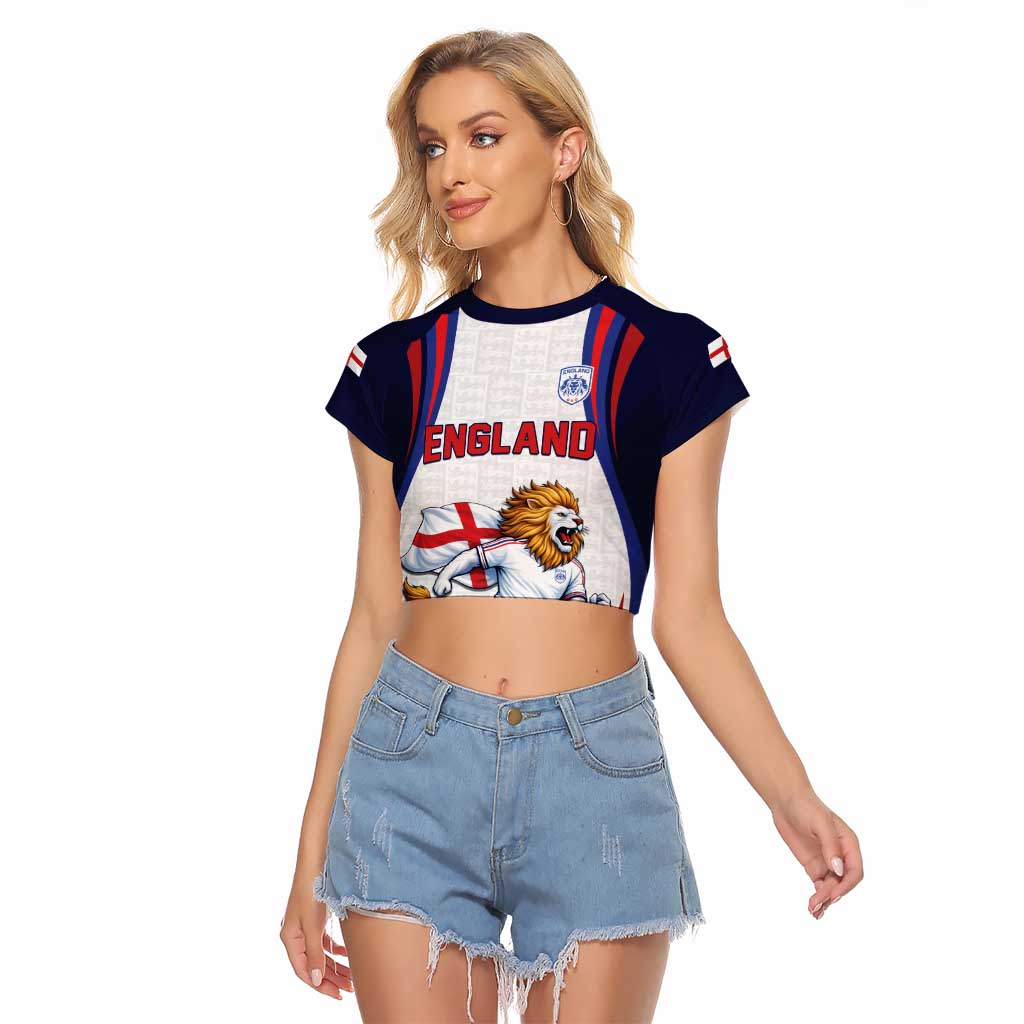 Custom World Football 2026 England Raglan Cropped T Shirt Lion Mascot St George Cross Design