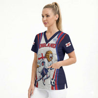 Custom World Football 2026 England Scrub Top Lion Mascot St George Cross Design