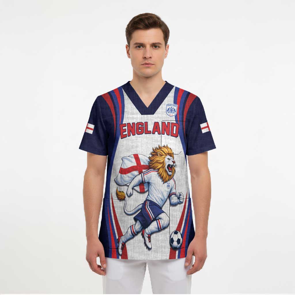 Custom World Football 2026 England Scrub Top Lion Mascot St George Cross Design