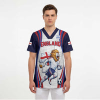 Custom World Football 2026 England Scrub Top Lion Mascot St George Cross Design
