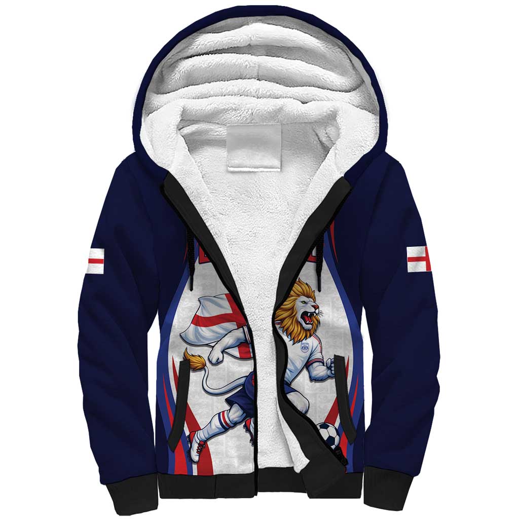 Custom World Football 2026 England Sherpa Hoodie Lion Mascot St George Cross Design