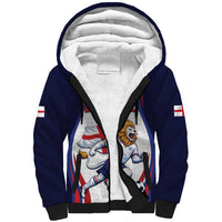 Custom World Football 2026 England Sherpa Hoodie Lion Mascot St George Cross Design