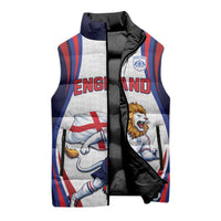 Custom World Football 2026 England Sleeveless Puffer Jacket Lion Mascot St George Cross Design