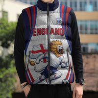 Custom World Football 2026 England Sleeveless Puffer Jacket Lion Mascot St George Cross Design