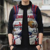 Custom World Football 2026 England Sleeveless Puffer Jacket Lion Mascot St George Cross Design