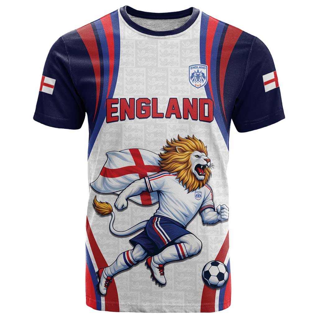 Custom World Football 2026 England T Shirt Lion Mascot St George Cross Design